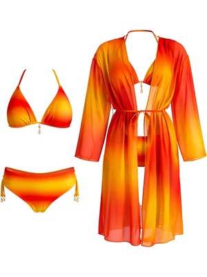 Sailor Moda Kaftan Pareolu Üçgen Brezilyan Kesim Bikini Takım