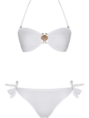 Sailor Moda Aksesuarlı Bağcıklı Straplez Bikini Takım