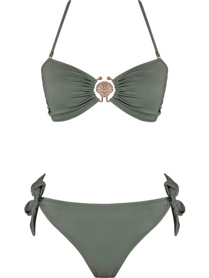 Sailor Moda Aksesuarlı Bağcıklı Straplez Bikini Takım