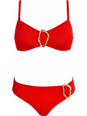 Sailor Moda Straplez Oval Aksesuarlı Kadın Bikini Takım