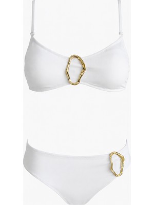 Sailor Moda Straplez Oval Aksesuarlı Kadın Bikini Takım