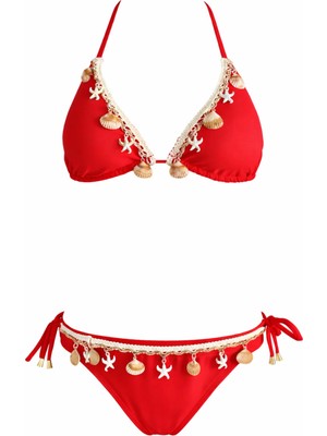 Sailor Moda Üçgen Ince Ipli Deniz Yıldızlı Bikini Takım