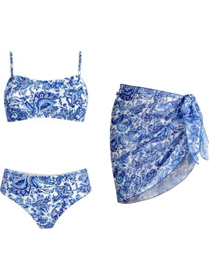 Sailor Moda Straplez Kısa Pareolu Bikini Takım