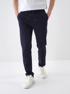 Xint Erkek Lacivert Pamuk Dokulu Slim Fit Jogger