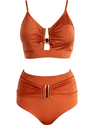 Sailor Moda Yüksek Bel U Aksesuarlı Bikini Takım
