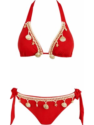Sailor Moda Üçgen Deniz Yıldızlı Aksesuarlı Bikini Takım