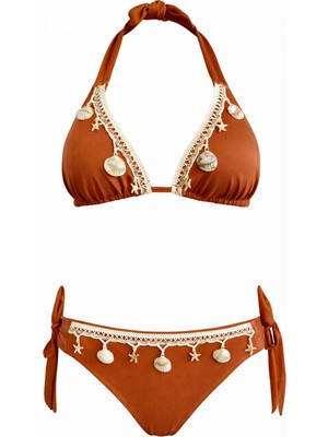 Sailor Moda Üçgen Deniz Yıldızlı Aksesuarlı Bikini Takım