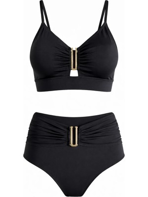 Sailor Moda Yüksek Bel U Aksesuarlı Bikini Takım