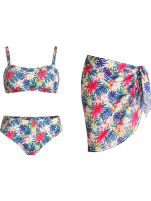 Sailor Moda Straplez Kısa Pareolu Bikini Takım