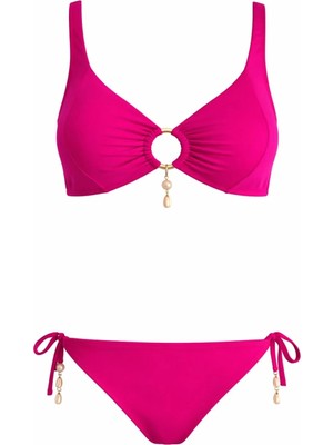 Sailor Moda Straplez Deniz Kabuğu Halkalı Kadın Bikini Takım