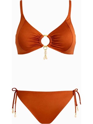 Sailor Moda Straplez Deniz Kabuğu Halkalı Kadın Bikini Takım