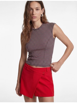 Koton Pamuklu Slim Fit Bisiklet Yaka Çizgili Kolsuz Body