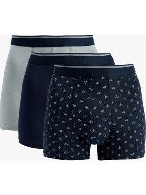 Koton Regular Fit Geometrik Baskılı Pamuklu 3'lü Boxer Seti