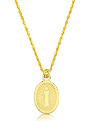 Bilezikci İ Harfi Oval Altın Kolye
