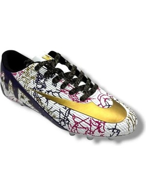 Walked 037-26 Erkek Çocuk Halı Saha Ayakkabı Beyaz Mor 36-39