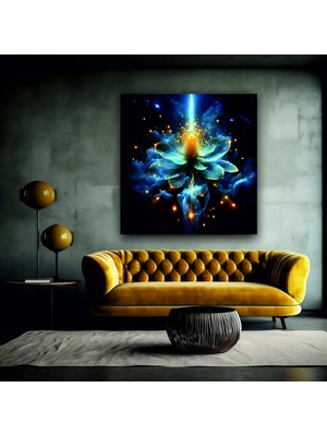 Şehzat Lotus Çiçeği Temalı Neon Renklerde Modern ve Yüksek Çözünürlüklü Kanvas Tablo