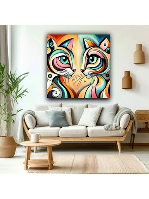Şehzat Abstract Kedi Tasarımı Yüksek Çözünürlüklü Kanvas Tablo