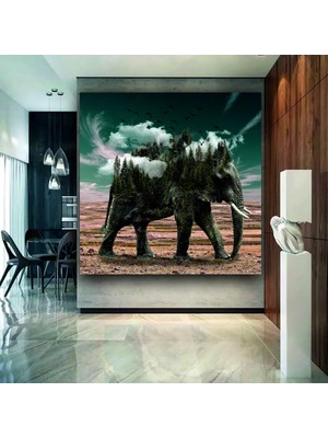 Şehzat Muhteşem Doğa ve Fil Temalı Yüksek Çözünürlüklü Kanvas Tablo