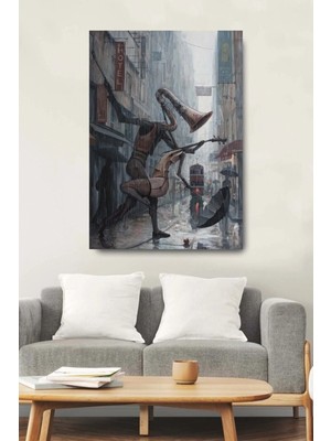 Şehzat Yağmur Müzik ve Şehrin Ritmi Soyut Dekoratif Kanvas Duvar Tablosu Ev Ofis Hediyelik Tablo