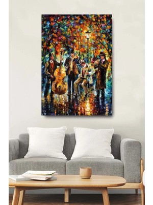 Şehzat Sokak Müzisyenleri Renkli Yağlıboya Dekoratif Kanvas Duvar Tablosu Ev Ofis Hediyelik Tablo