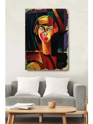 Şehzat Soyut Kübist Kadın Renkli Dekoratif Kanvas Duvar Tablosu