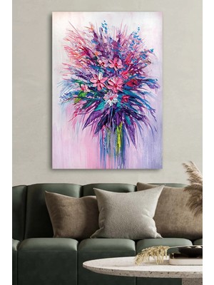 Şehzat Kanvas Tablo Baskılı Dekoratif Yağlıboya Kabartmasız Renkli Çiçekler Ev Ofis Dekor Hediyelik Tablo