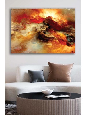Şehzat Kanvas Duvar Tablosu Baskılı Dekoratif Soyut Kırmızı Sarı Tonları Ev Ofis Otel Dekor Tablo