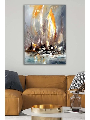 Şehzat Sarı Renkli Yelkenler Dekoratif Kanvas Duvar Tablosu