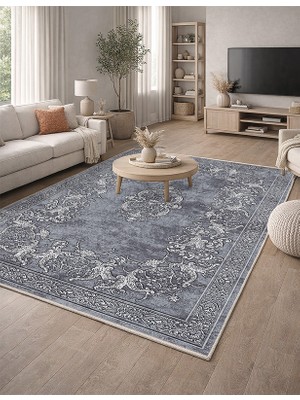 Lioara Home Gri Modern Baskılı Halı – Modern, Kaymaz Taban, Salon & Oturma Odası Için Halı
