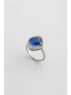 So CHIC Safir Işığı 18 Ayar Beyaz Altın Kaplama Gümüş Tasarım Yüzük