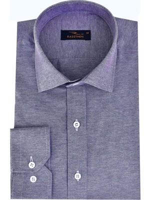Rasttmen Erkek Uzun Kol Gömlek Slim Fit Düz Mor Kumaş Tipi Armürlü BGL-ST01912