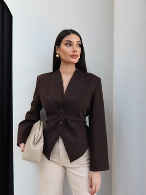 Esra Helvacı Bel Bağlama Detaylı Blazer Ceket