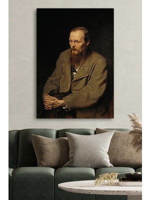 Şehzat Kanvas Tablo Baskılı Dekoratif Yağlıboya Dostoyevski Portre Ev Ofis Otel Dekor Hediyelik Tablo