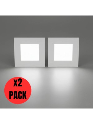 K2 KDL413 Slim Kare LED Panel 2'li Spot Gömme 15W 1200 Lümen - 4000K - Doğal Beyaz