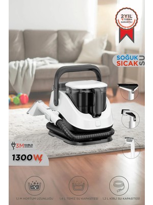 Torima Buharlı Temizleyici Halı ve Koltuk Yıkama Cam Zemin Mutfak Temizleme Buhar Makinesi TCC01 Siyah