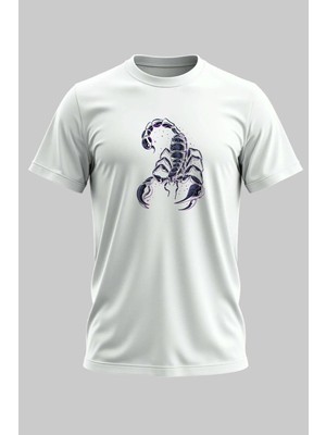 Buzagi Akrep Regular Kalıp Dijital Baskılı Beyaz Tişört