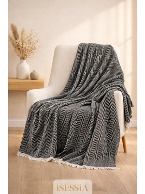 Isessia Miora Zigzak Desenli Bohem Koltuk Örtüsü |tekli & Üçlü Koltuk | 155 x 200 cm