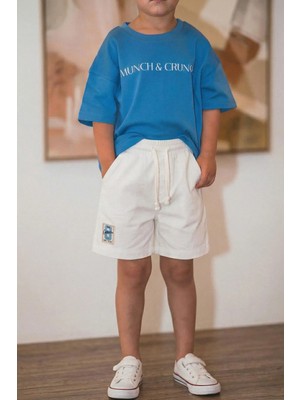 Etiket Detaylı Flanel Kapri 1-7 Yaş Kırık Beyaz