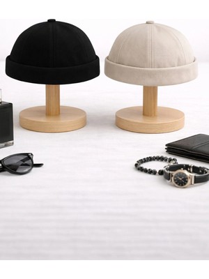 Ritagarcia Ayarlanabilir Siyah-Bej Retro Takke Yazlık 2.li Set