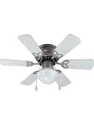 K2 Vanti KCF278 60W 30 Inç Ahşap Beyaz 6 Kanatlı Lambalı Avizeli Ipli Tavan Vantilatörü