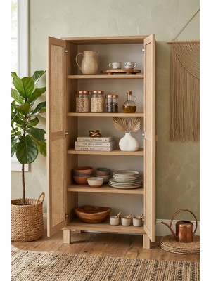 Robin Home Arizona Çok Amaçlı Dolap Mutfak Kiler Erzak Banyo Dolabı Ahşap Jüt Kapaklı Sepet-Jüt