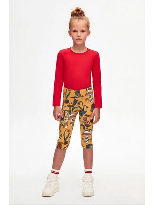 Lovetti Cheerful Mushroms Kız Çocuk Desenli Diz Altı Tayt Kapri