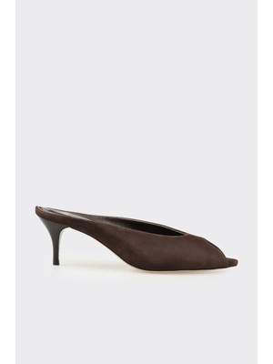 Elle Kahve Deri Kadın Terlik