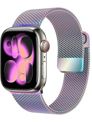Nezih Case Apple Watch Seri 4/5/6/7/8/9/se 38MM-40MM-41MM Seri 10/11 42MM Uyumlu Hasır Metal Kordon