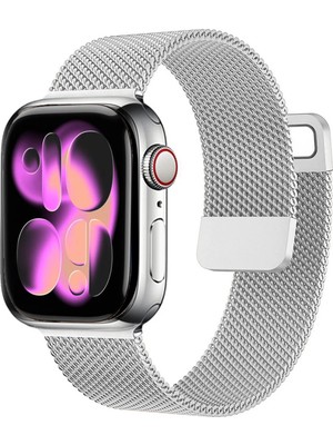Nezih Case Apple Watch Seri 4/5/6/7/8/9/se 38MM-40MM-41MM Seri 10/11 42MM Uyumlu Hasır Metal Kordon
