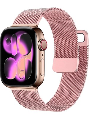 Nezih Case Apple Watch 5/6/7/8/9/10/se/ultra/ultra2 44/45/49MM Seri 10/11 46MM Mıknatıslı Metal Kordon