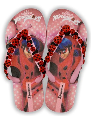 Ipanema Ladybug Çocuk Parmak Arası Terlik Pembe Kırmızı 30/35