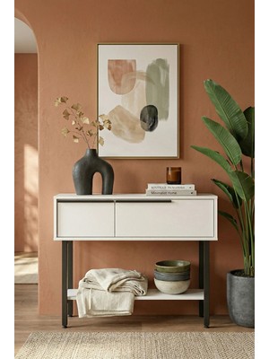 Robin Home Dresuar Antre Hol Kapaklı 100CM Metal Ayaklı Beyaz