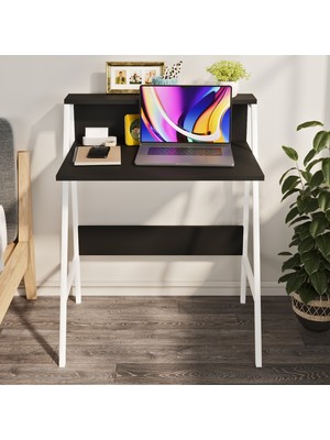 Ayz Piyano Çocuk Çalışma Masası Oyuncu Masası Mutfak Masası Makyaj Çok Amaçlı Masa Beyaz - Siyah