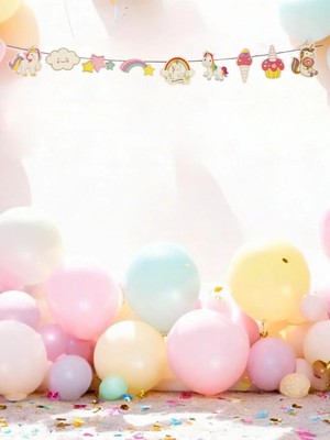 Parti Adresi Unicorn Konsept Dekoratif Banner Asılabilir Doğum Günü Süsü